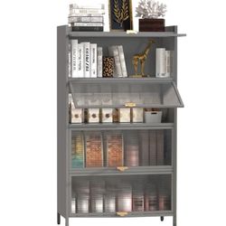 Bedroom Armoire Wardrobe Closet Clothes Storage,5-Level Flip Door Cabinet