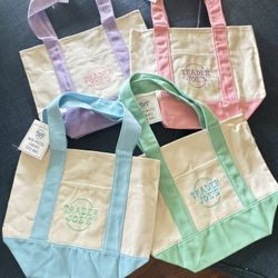 Trader Joes Mini Pastel Canvas Tote Bag Easter