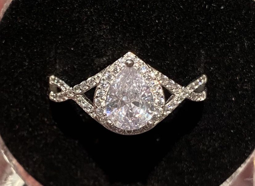 Diamond Silver Ring 925 Sz 9