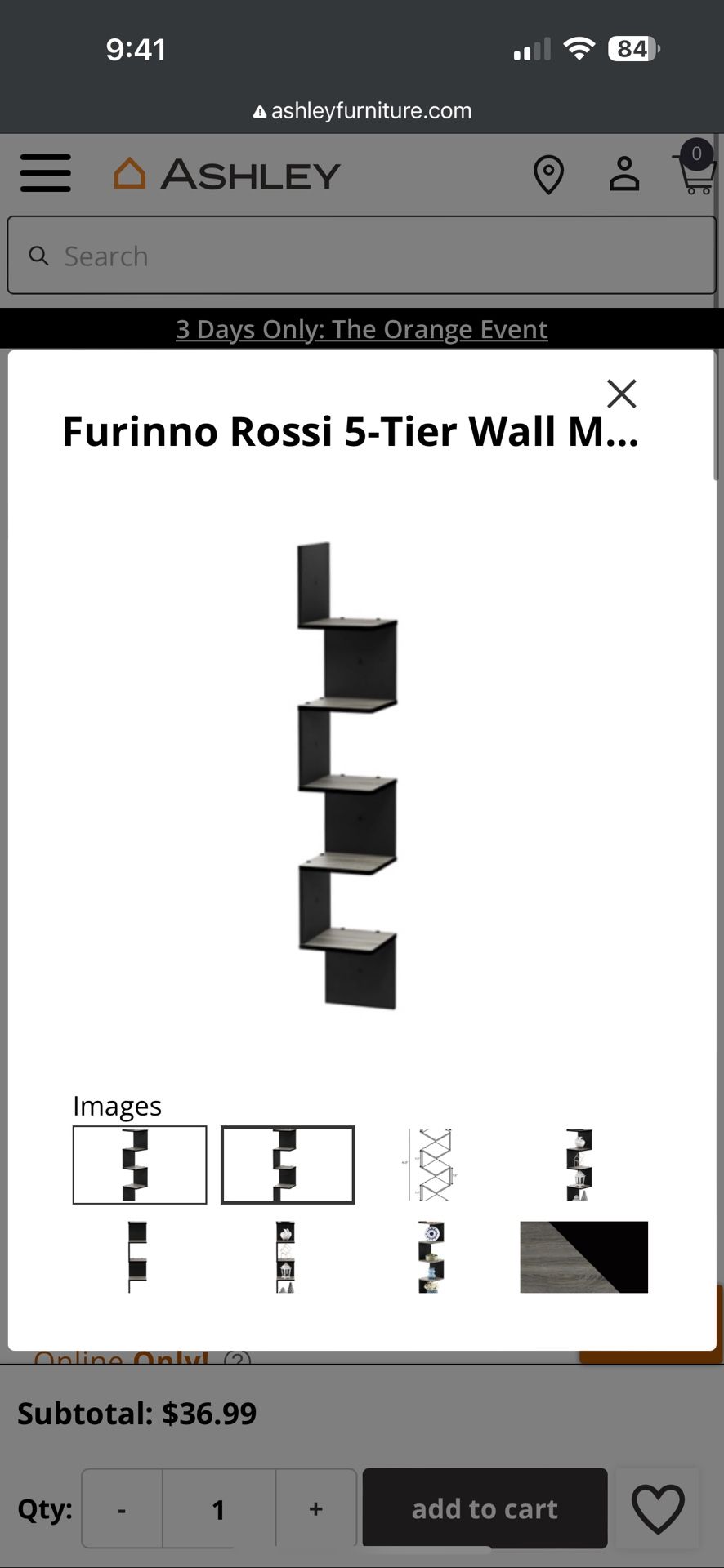 Furrino 5-tier Wall Floating Corner Shelf