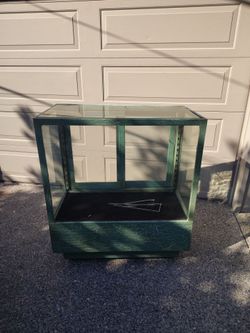 Glass Display Case with Green Crackle Finish