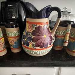 Mexican Pitcher & Cup Set