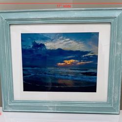 Brand New Custom Wood Framed & White Matted Sunrise at the Beach Photo