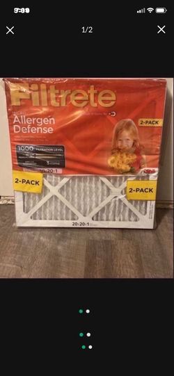 New Filtrete Furnace Filter Allergen Defense 1000 20"X 20"X 1" 2-pack