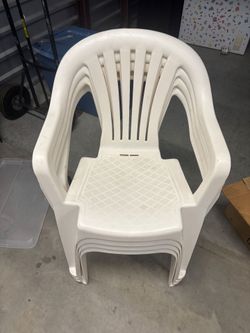 White Plastic Stackable Patio Chairs Set of 4