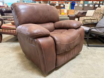 Brown Plush Manual Swiveling Recliner