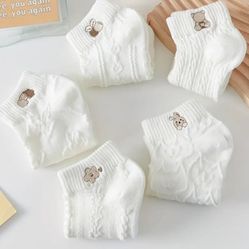 5-Pack Embroidered White Socks