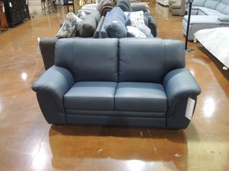 Luonto Luonto Leather Padded Arm Love - Navy | Loveseat | Small Sofa