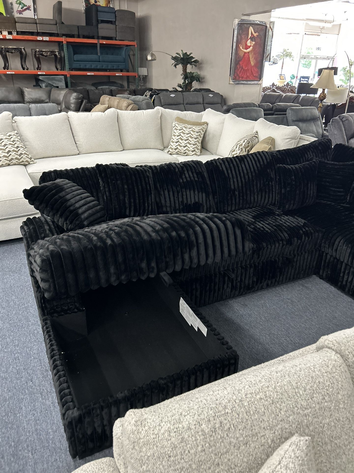 New Corduroy Sectionals With Pull Out Bed And Storage, Same Day Delivery
