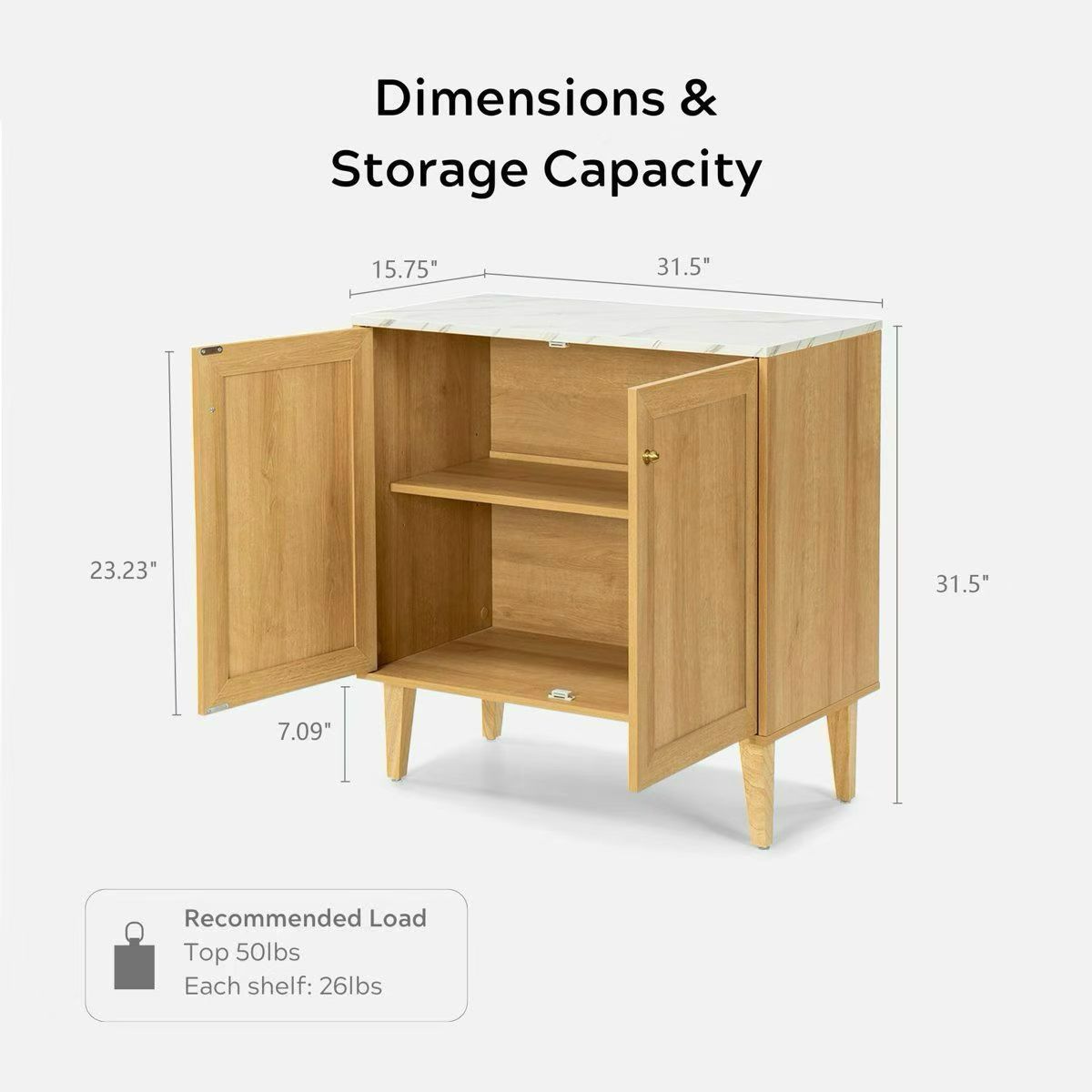 Modern Storage Cabinet Freestanding Accent Cabinets Sideboard Buffet with Faux Marble Top & Adjustable Shelves Wooden Organizer for Dining Room,$120
