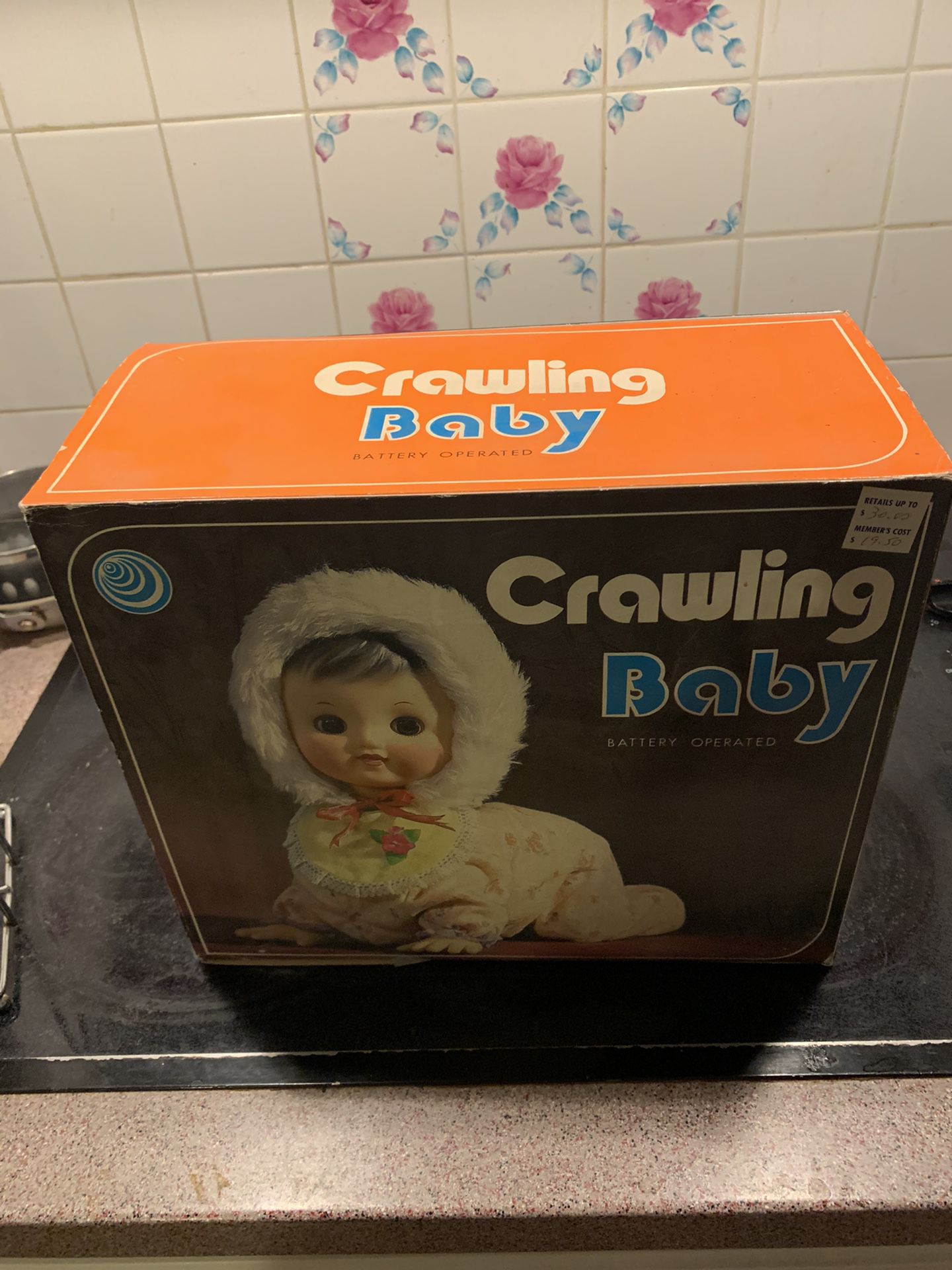 Vintage crawling baby