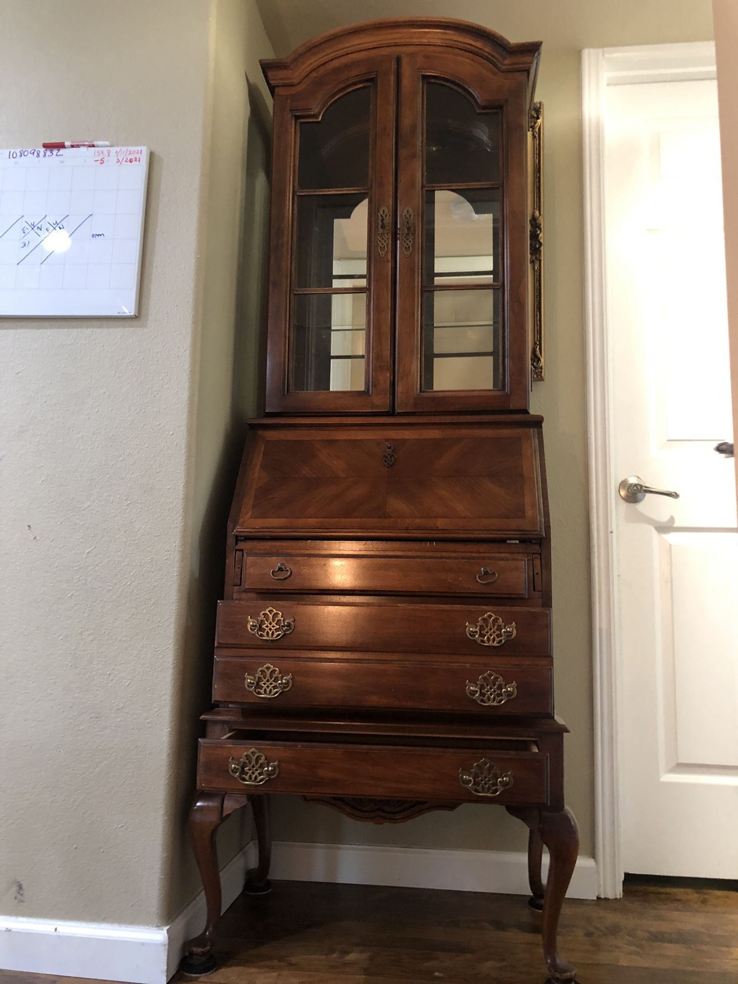 Beautiful Secretary Desk With 3 Drawers and Drop Front