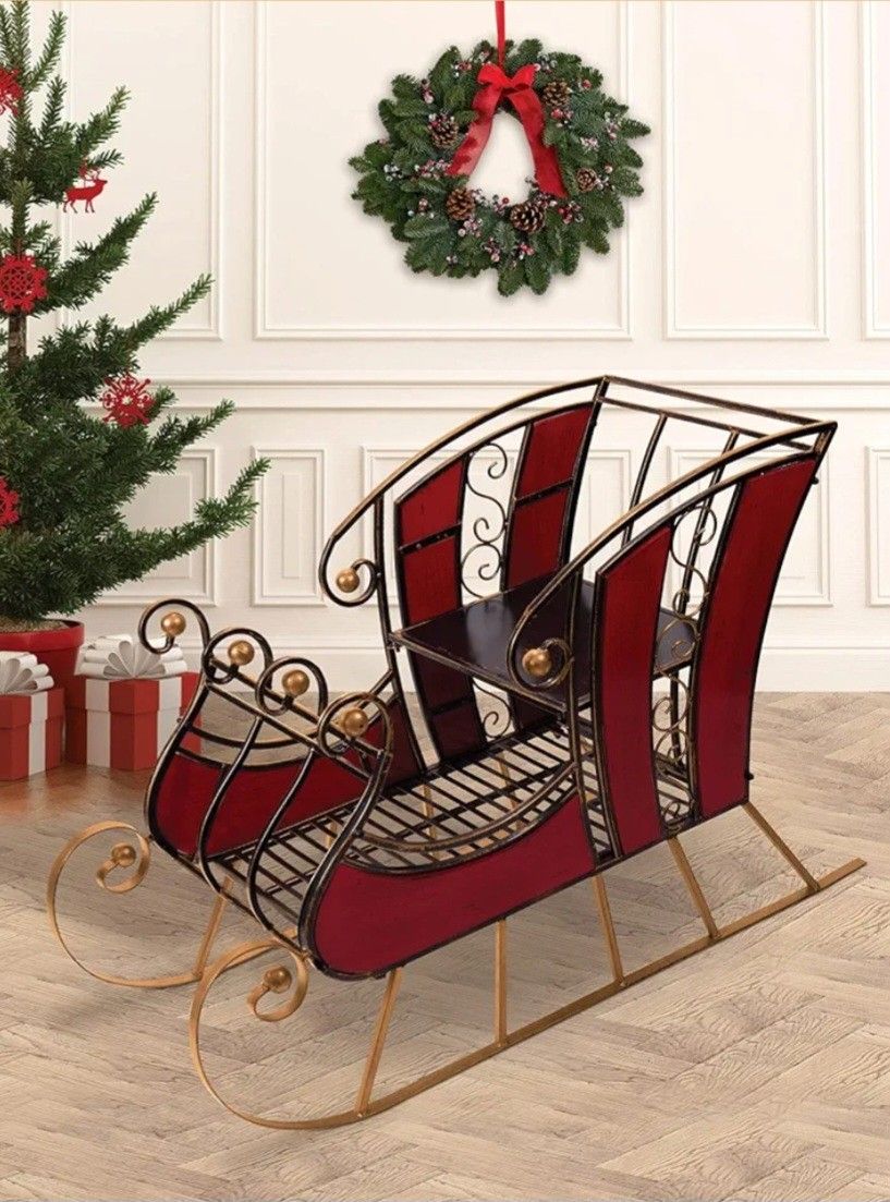 Santa Sleigh Decoration - X-Large Metal 