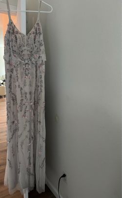 Adrianna Papell Beaded Cold Shoulder Evening Gown Blush Taupe Floral Formal  Dress Size  10