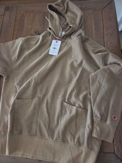 Champion men pull over hoodie khaki color