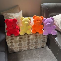 Set Of 4 Plush Gummy Bear Stuffed Animals