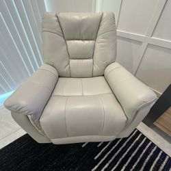 Owen Light Gray Leather Swivel Glider Recliner