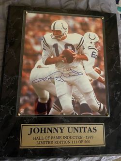 AUTHENTIC Johnny Unitas Autographed framed Picture w certificate of authenticity