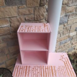  Pink Woodland Kids' Table and Shelf Set
 