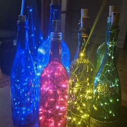 Decorative Colored Glass Bottles ~ Lighted Bottles