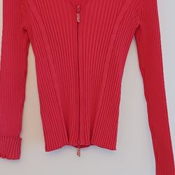 Classy! Ribbed Sweater With Faux Diamond Zipper Latch