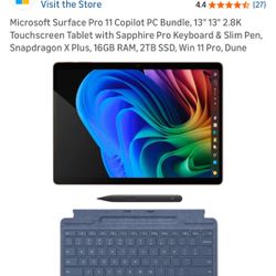 Microsoft Surface Pro 11 Copilot PC Bundle, 13" 13" 2.8K Touchscreen Tablet