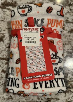 Hello Kitty Fall Pumpkin Spice 2 Pack White Hand Towels