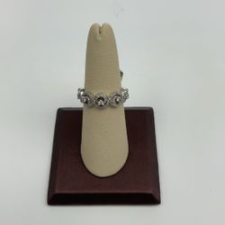 Diamond Cluster 14k White Gold Ring Size 7.5