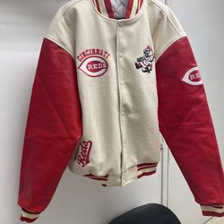 Cincinnati Reds jacket with leather sleeves  size 3xl