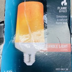 EcoSmart 3-Watt Equivalent T60 Cylinder Flame Effect Design E26 Medium Base LED Light Bulb Amber (1-Pack)