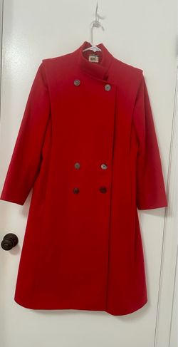 Red Double-Breasted Women's Wool Coat