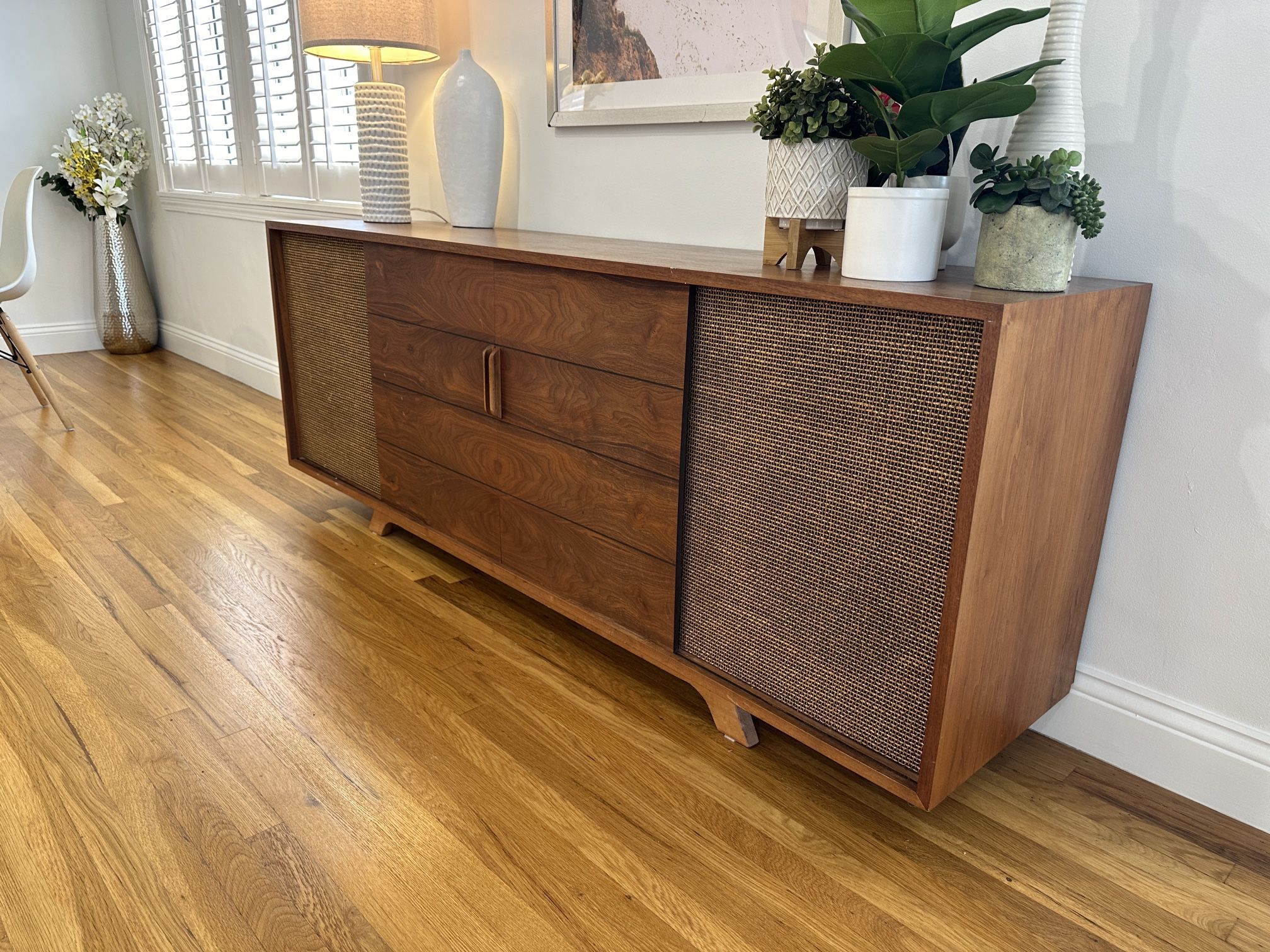 Vintage 1960’s Solid walnut Stereo Credenza 