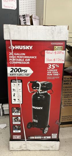HUSKY 20 gallon high performance portable air  compressor