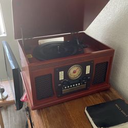 Wooden Victrola Record Player