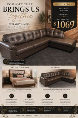 ⚡️BIG SALE! BRAND NEW SECTIONAL AND QUEEN SIZE PLATFORM BEDFRAME