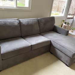 Gray Taren II Modern 90” Sectional Sofa with Reversible Chaise by Living Spaces