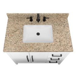 Granite Rectangular Single Sink Vanity Top (Brown)