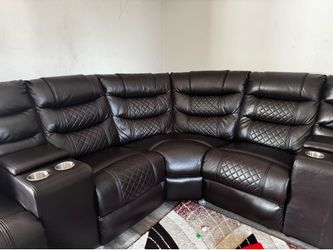Real Leather power recliner sectional