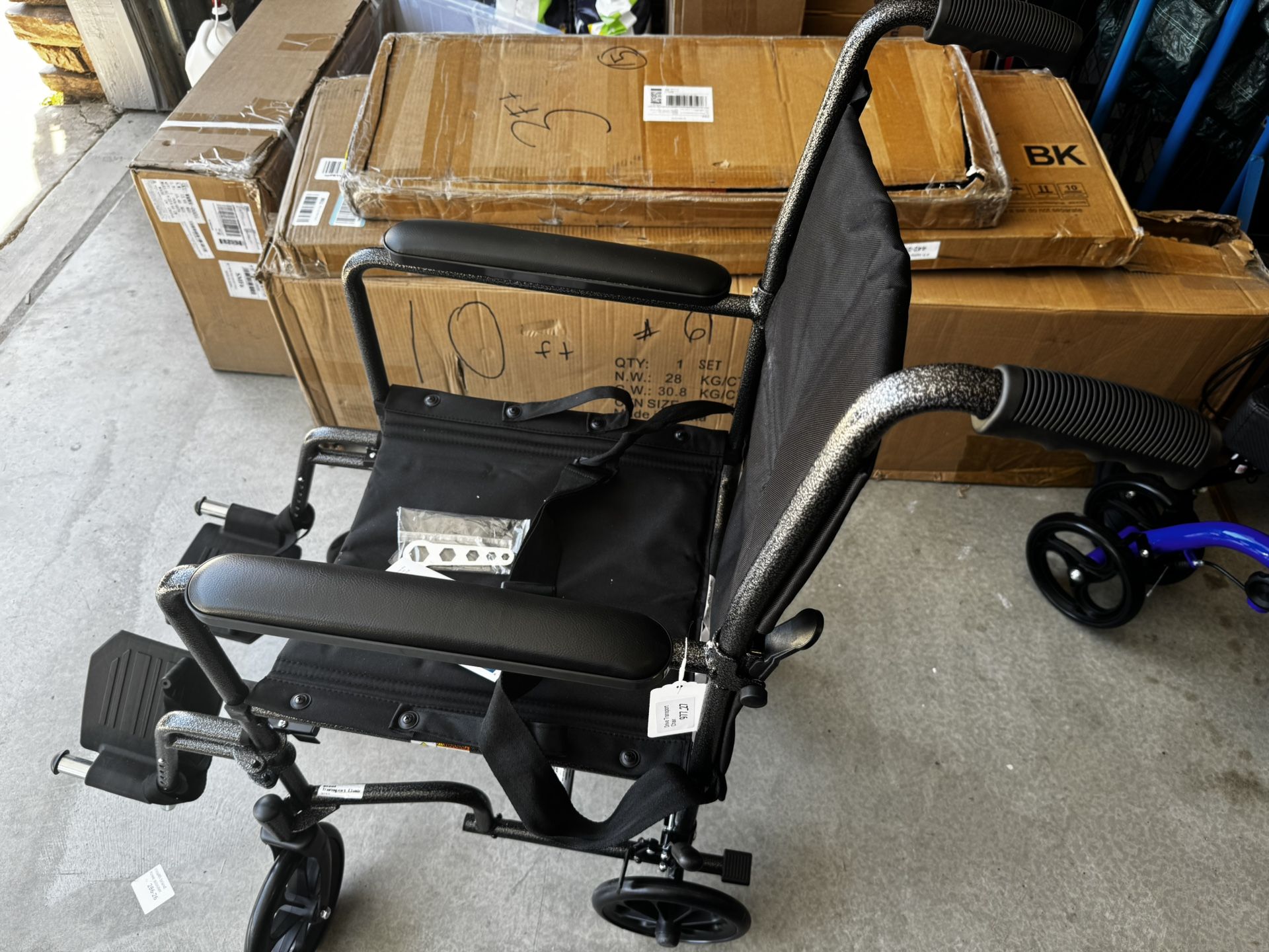 Teen To Adult Size Transfer Chair. Weight Limit 250lbs. Folding portable completely brand new assembled chair!