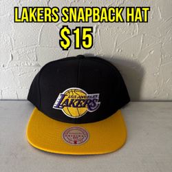 NBA Mitchell And Ness Los Angeles Lakers Black And Yellow  SnapBack Hats 
