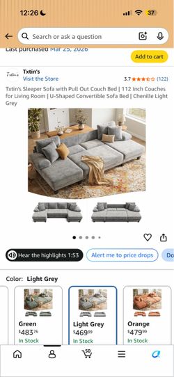 112” pull out couch