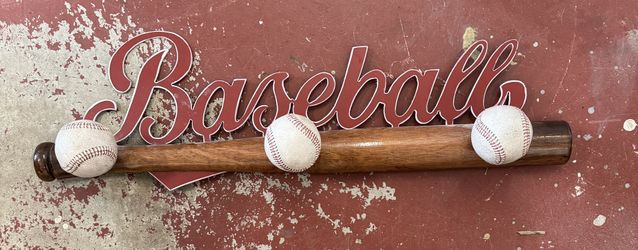 Baseball Bat Wall Decor With Knobs