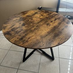 Round Dining Table for 4,Kitchen Dining Room Circle Dinner Pedestal Table,Space Saving Wood Kitchen & Dining Room Furniture (Vintage, 47In)