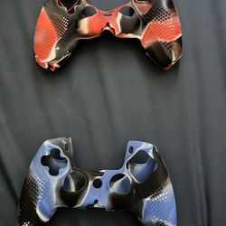 Two Silicone Protective Covers red and blue for a ps5 controller