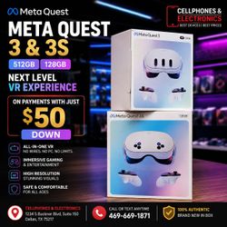 Meta Quest 3 & 3s Brand New - On payments with just $50 down 🤩