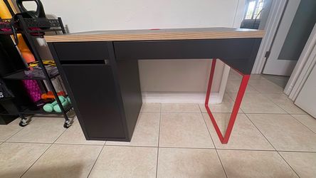 IKEA Micke Desk Black with Red Legs