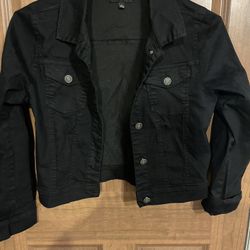 Juniors Black Denim Stretchy Jacket 