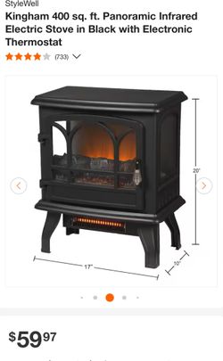Panoramic Infrared Electric Stove in Black with Electronic Thermostat