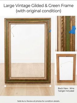 Large Vintage Gilded Green Picture Frame 49" x 9"