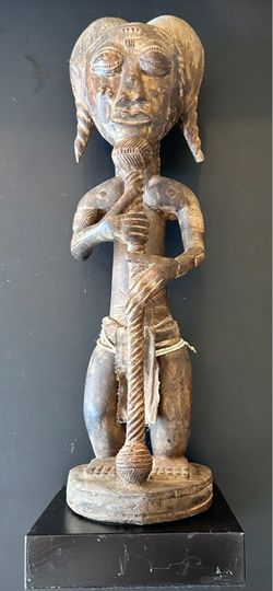 Vintage African Hand Carved Wood Sculpture 25.5"